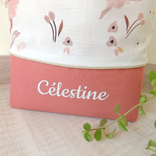 Pochette sac à fond plat goûter personnalisé souris danseuse étoile rose fille garçon mixte Célestine