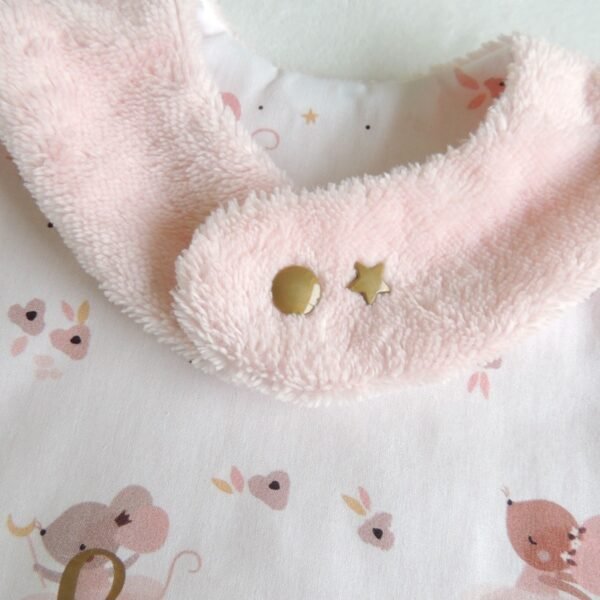 Bavoir personnalisé micro éponge bambou tout doux souris danseuse Louise