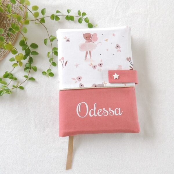 Protège carnet de santé personnalisé Odessa motif souris danseuse pêche